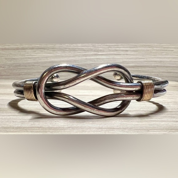 Jewelry - Vintage Southwestern Sterling Silver & Gold Infinity Knot Cuff Bracelet, 32g
